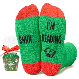 HAPPYPOP Christmas Book Lover Gifts for Women - Funny Book Socks for Men, Reading Gifts for Readers Booklovers Stocking Stuffers for Teen Girl Boy