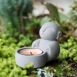 FAJZATA Buddha Statues with Candle Holder Zen Monk Candle Holder Zen Monk Buddha Statue Praying Sculptures Ornament for Wealth Good Luck Feng Shui Decor Home Office Car Decoration