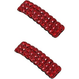 Red Rhinestone Hair Clips Korean Style Rectangle Hair Pins Shiny Luxury Hairpins Wedding Rhinestone Hair Clips Hair Accessories for Women and Girls Hair Care Pack of 2