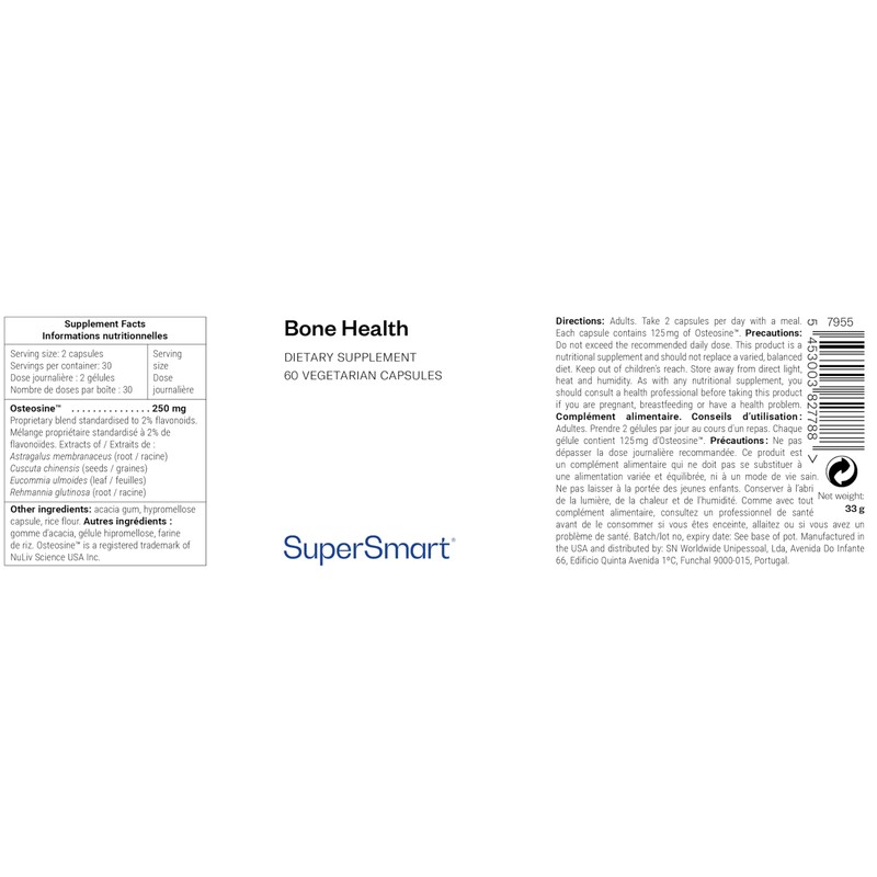 Supersmart - Bone Health Supplement - 100% Natural Formula with