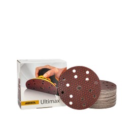 Mirka Ultimax Schleifpapier Ø 150mm Klett 15-Loch / Korn P60 / 50 Stk / Für 150mm Exzenter und Schleifmaschinen / Schleifen von Weich- und Hartholz, Mineralwerkstoffe, harte Altlacke / UC61105060