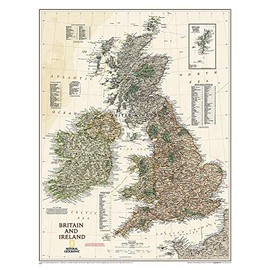 National Geographic: Britain and Ireland Executive Wall Map - Laminated (23.5 x 30.25 inches) (National Geographic Reference Map)