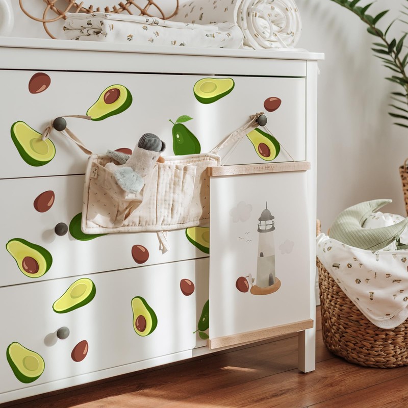 Fujitoya Wall Sticker, Plants, Leaves, Fruits, Avocado, Removable, Scandinavian Style,