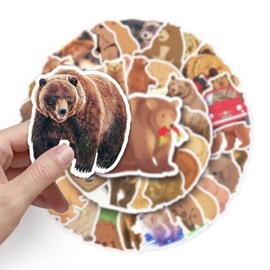 Brown Bear Sticker Set 50 Pieces Cute Decoration for Car Laptop Skateboard Bicycle Moped Motorcycle Bicycle Computer Suitable for Adults Children