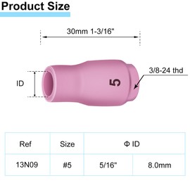 EATBALE Welding Torch Alumina Nozzle for TIG Ceramic Cups #5 13N09 ID5/16 (D8.0 x 30mm) Fit PTA SR DB WP 9 17 18 20 25 26 Welder Gun Consumables High Temperatures Resistance Accessories (12 Pcs)