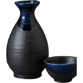 Ale-net Sake Set Tokuri Ochoko Set 2.6 x H 4.7 inches (6.5 x 12 cm), Approx. 5.1 fl oz (150 cc), Blue Ryu No. 1 Tokuri & Guinomi (2 Pieces) Set, Pottery, Mino Ware
