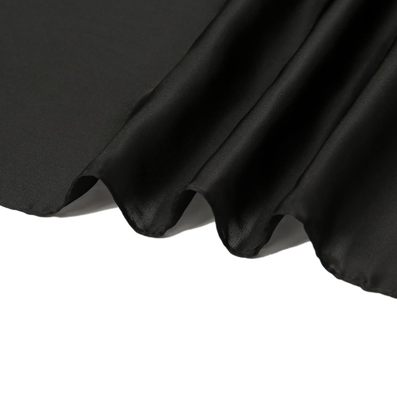 RIIQIICHY Womens Head Hair Scarf Black Like Satin Silk Scarf