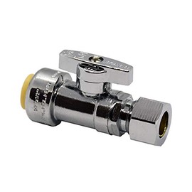 5 PIECES 1/2" PUSH FIT X 1/2" OD COMPRESSION 1/4-TURN STRAIGHT STOP VALVE WITH METAL HANDLE, CERTIFIED TO NSF ANSI61 -