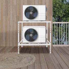 WUPYI Ground Stand for Mini Split Air Conditioners Heat Pump System,Double Levels Mini Split Support Bracket,Floor Stand Ground Mounting Bracket for 9000-18000 BTU (White)