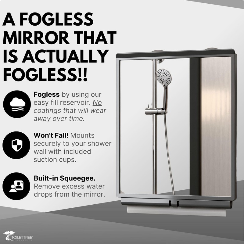 ToiletTree Products Fogless Shower Bathroom Mirror with Squeegee and Travel
