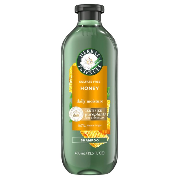 Herbal Essences Honey Daily Moisture Sulfate Free Shampoo, 13.5 Fl Oz, Nourishes Dry Hair, with Certified Camellia Oil and Aloe Vera, For All Hair Types, Especially Dry Hair