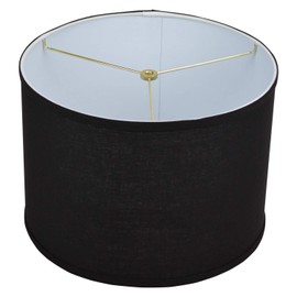 FenchelShades.com 14" Top Diameter x 14" Bottom Diameter 10" Height Cylinder Drum Lampshade USA Made (Designer Black)