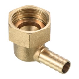 QUARKZMAN 8 mm Barbed to G1/2 Female Thread Pipe x 1 Brass Elbow Barbed Hose Fitting Swivel Nut Pipe Connector for Air Water Fuel Pneumatic Hose Gold