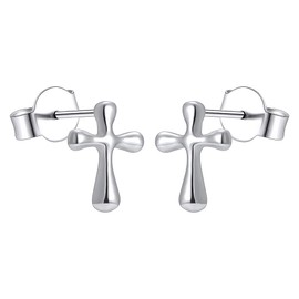 AoedeJ 925 Sterling Silver Cross Stud Earrings Hypoallergenic Religious Cross Earrings Stud for Man Women (Style 1)