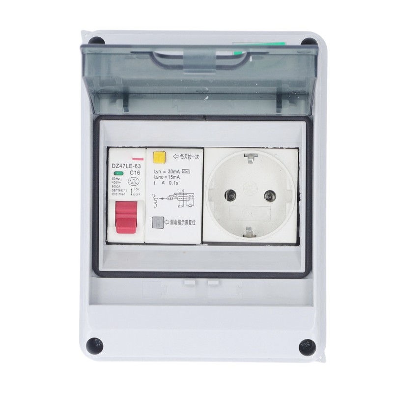 Circuit Breaker Box Waterproof 2 Holes EU Socket 250VAC Power