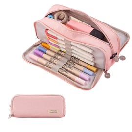 Canvas Pencil Case Large Capacity Pencil Cases Pencil Pouch with 3 Compartments for Kids School Stationary Office Storage Makeup Bag