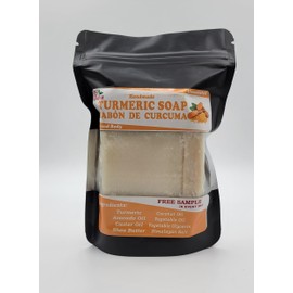 Piel Sedosa All Natural Unscented Soap - Handmade in USA, Vegan, Women & Men, Face & Body, All Skin Types - 4oz Each - Turmeric, Plantain, Coffee, Avocado, Cocoa (4 Ounce (Pack of 1), Turmeric)