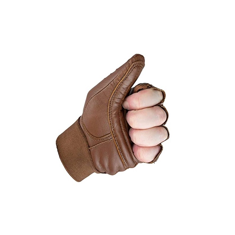 Globaleather Globaleather Classic Fingerless Wheelchair Gloves - Brown (Small) -
