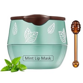 1 bálsamo labial de abeja, pote de miel, exfoliante de menta para dormir, máscara de labios para dormir durante la noche con palos, prevención seca hidratante y exfoliantes de grietas