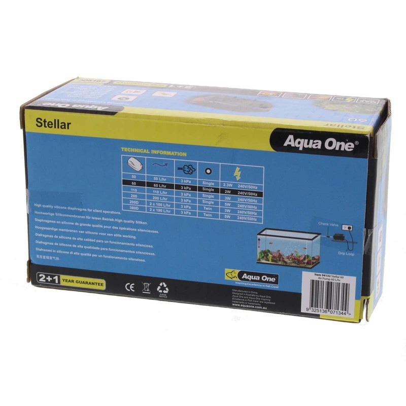 Aqua One Stella 60 L Hour Stella Air Pump Aquarium