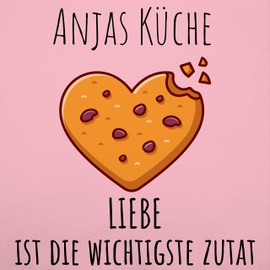 Geschenk mit Namen personalisiert by Shirtracer - Apron - Baking Apron - Love is the Most Important Ingredient with Name I Gift Baking I Gift Hobby Baker, 3 Pink