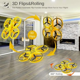 SGM-H01, Mini Drone, Gesture Control Drone for Kids, Rc Quadcopter, 360° Flips 2.4G Hand Gesture Gravity Remote Control, Led Light, Gravity Sensor for Children Over Six Years Old