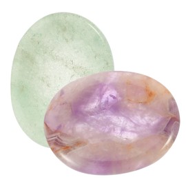 ORFOFE 2pcs Natural Thumb Massage Stones for Anxiety Relief Portable Aventurine Amethyst Worry Stones Decorative for Relaxation