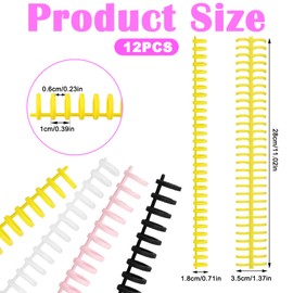 12 PCS Comb Binding Spines Plastic Spiral Binding Coils Binding Combs 30 Rings Click Binding Ring Spiral Book Binder Coils for Student Teacher Business Document File Making Office and School Use