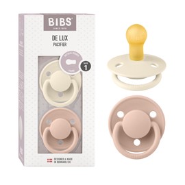 BIBS Pacifiers - De Lux Collection | BPA-Free Baby Pacifier | Made in Denmark | Set of 2 Ivory/Blush Color Premium Soothers | Size 0-6 Months