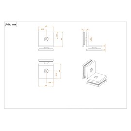 Ranbo Square Frameless Glass Clamp Connector/Shower Door Fixed Panel/Glass-to-Glass Corner Clamp,304 Stainless Steel,for 5/16" - 1/2" (8-12 mm) Thickness Glass,2 PC,Matte Black
