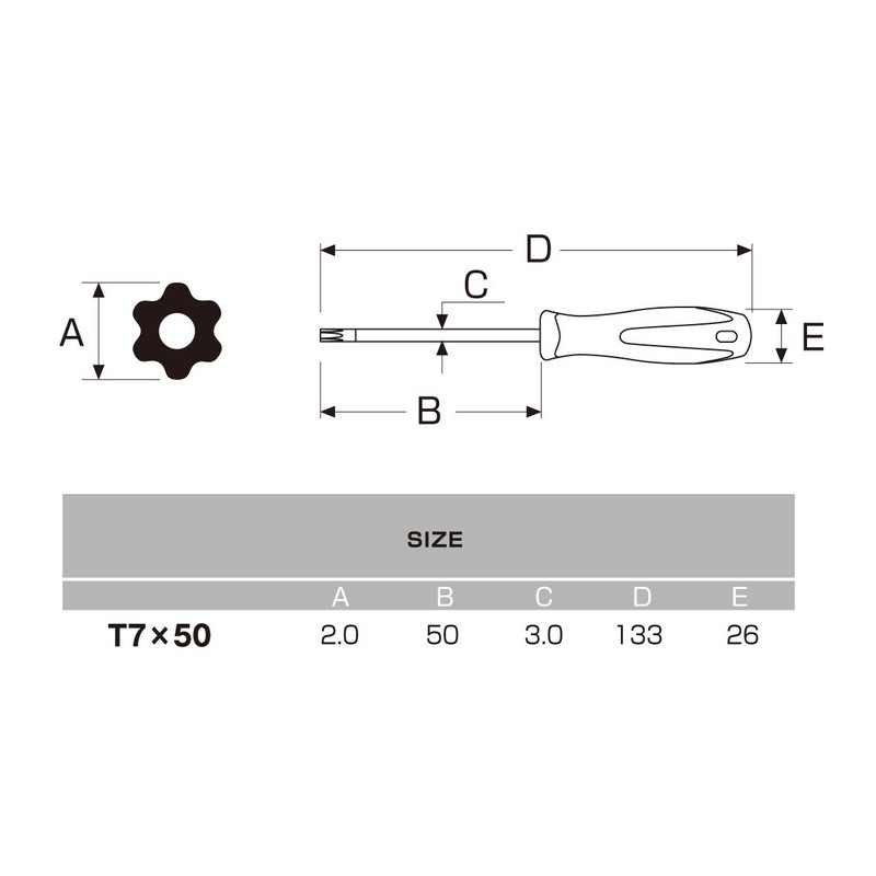 ANEX Screwdriver Torx T7x50 with Hole No. 6300