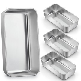 LIANYU 4 Pack Loaf Pans for Baking Bread, 9x5 Inch Bread Pan, Stainless Steel Meatloaf Baking Loaf Tin for Homemade Banana Sourdough, Dishwasher Safe