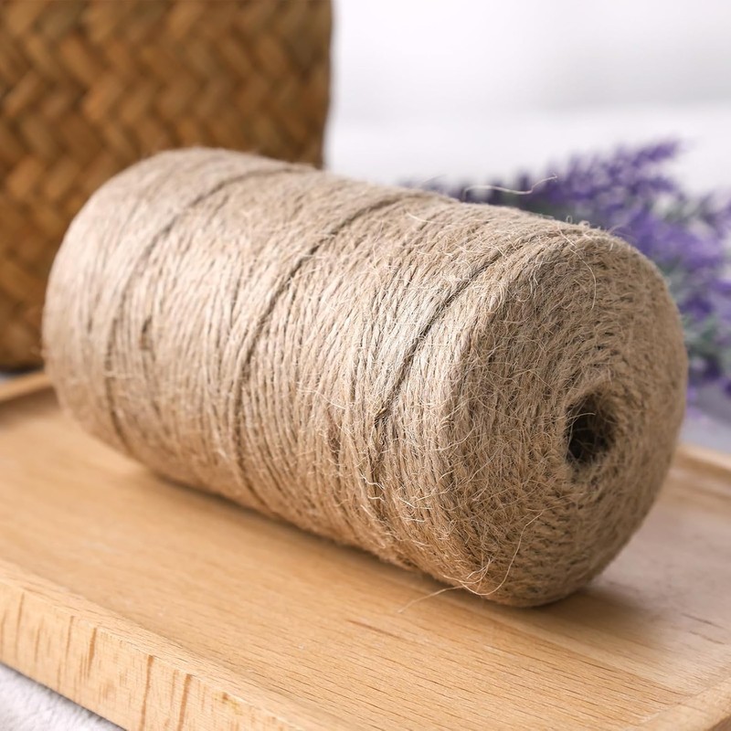VGOODALL 2Pack 2mm Natural Jute Twines, 656 Feet Long Brown