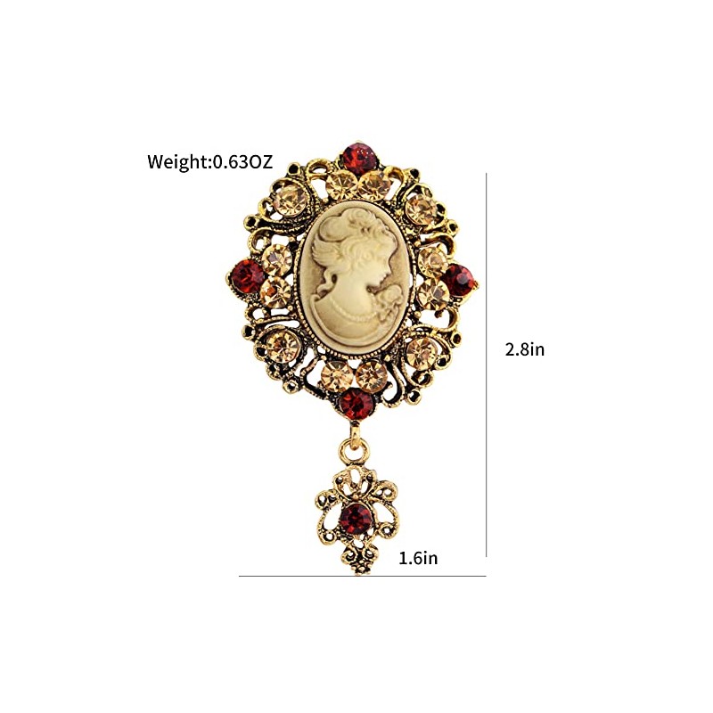 lureme Vintage Elegant Victorian Lady Beauty Cameo with Crystal Brooch
