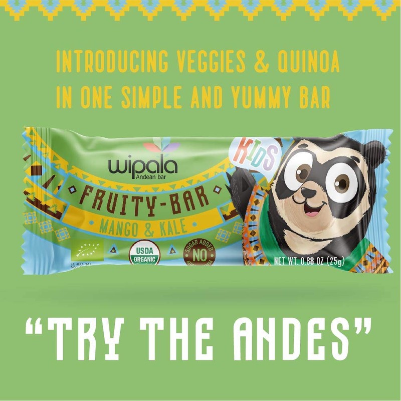 Wipala KIDS Fruity Bars USDA Organic Healthy (Mango and Kale)