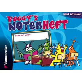 Voggy´s Notenheft für Kinder und Musikschule: Notenblock / Blanko Notenblock / 4 Notensysteme pro Seite / starkes Papier / beidseitig bedruckt / 54 ... für Kinder: Notenheft mit Musiktheorie