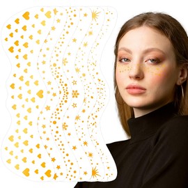 Sparkle Makeup Patches Face Glitter Makeup Speckles Glitter Freckles Face Tattoo (Gold)