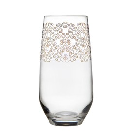 Godinger Allegra Glass Barware Drink Gold Highballs Set Of 4