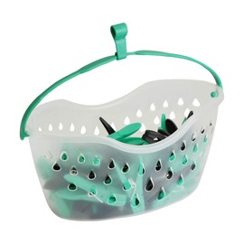 JVL Strong hanging 36 plastic clothes pegs with clear basket and hook