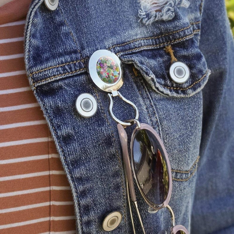 Succulents Oasis Pattern Magnetic Metal Eyeglass ID Badge Holder