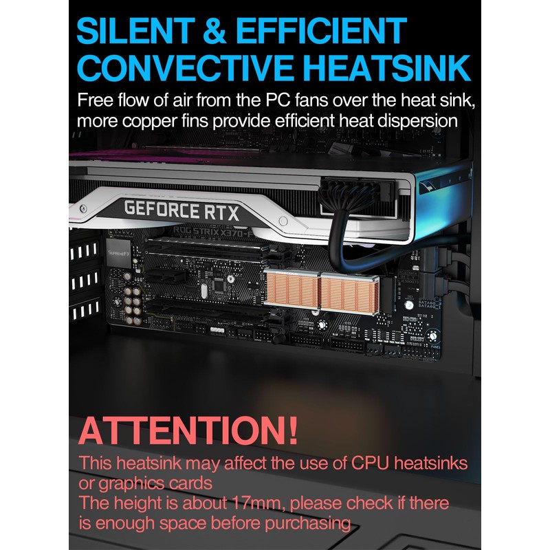 JEYI Copper M.2 HeatSink, Passive Nvme SSD Heatsinks with Copper