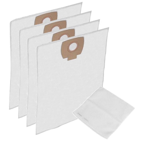 SPARES2GO Wet & Dry Cloth Filter Bags for NILFISK Alto AERO Vacuum Cleaner (Pack of 4 + Fleece Filter)