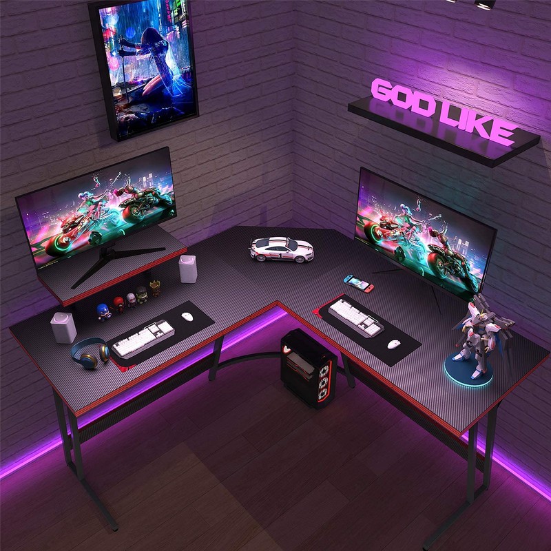 VICTONE L Shaped Gaming Desk, Corner Desk with Monitor Stand,