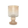Deco 79 Traditional Glass Hurricane Gld 6" D, 11" H-24627, Champagne Silver/Clear