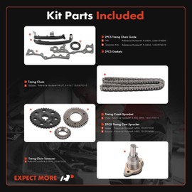 A-Premium 7PCS Engine Timing Chain Kit W/Sprocket & Tensioner & Guide Compatible with Toyota - Tacoma 1995-2004 - L4 2.4L - Replace# 1352375020, 1352974900