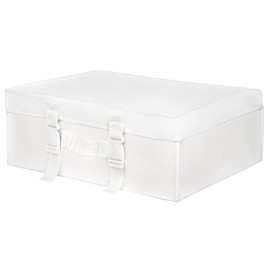 LPack Wedding Dress Storage Box - Bridal Gown Storage Bin and Preservation Box - Underbed Storage Bag Container For Clothes With Acid Free Tissue Paper (Medium, White)