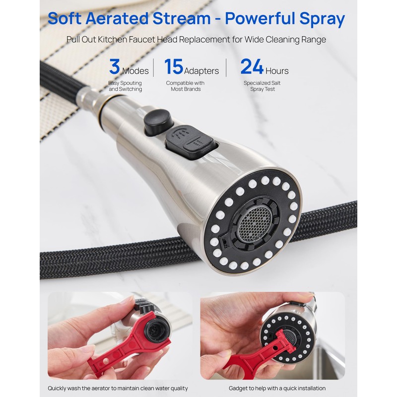 J-HVA Pull Down Kitchen Faucet Sprayer Head Replacement Part with