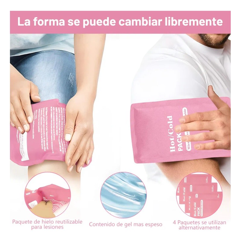 4 Compresa De Gel Frío Calor Terapia Reutilizable 23x13cm