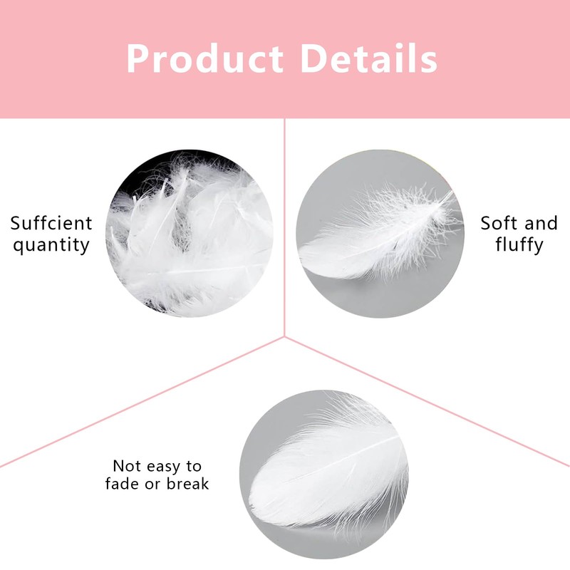 Siliget 150 Pcs White Feathers for Crafts, 5-8cm Feathers Bulk,