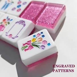 HYZYey Mahjong Tile Set 160 Acrylic Engraved American Mahjong Sets
